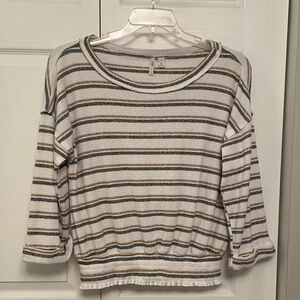 CATO Striped Pullover Shirt with Quarter Length Sleeves Oversized Medium